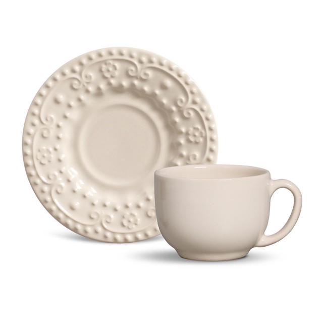 Jogo de Xícaras de Chá Esparta Cru 6 Peças 160ml - Porto Brasil