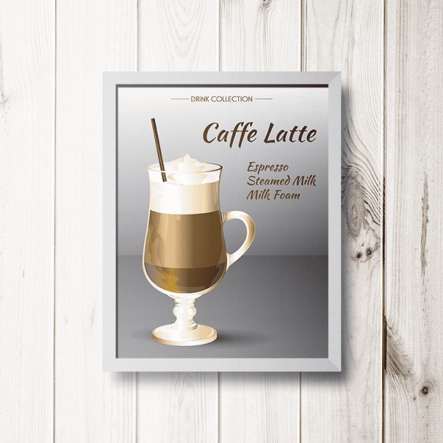 Placa Caffe Latte 30cm X 40cm Com Moldura Branca