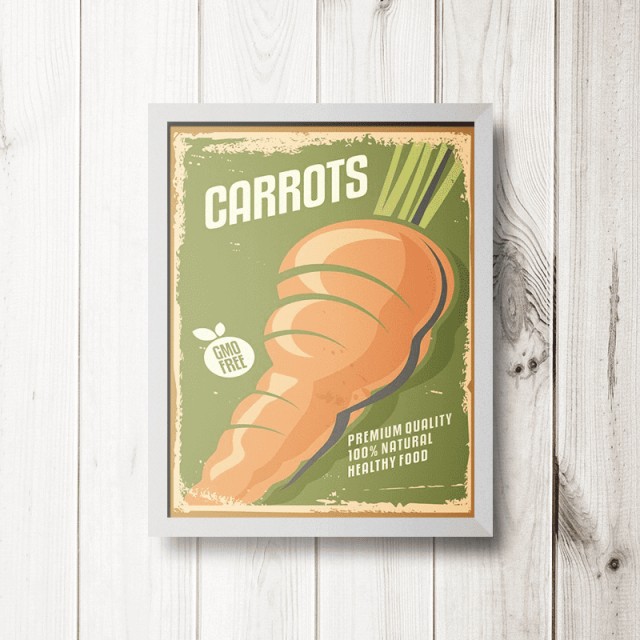 Placa Carrots 30cm X 40cm Com Moldura Branca