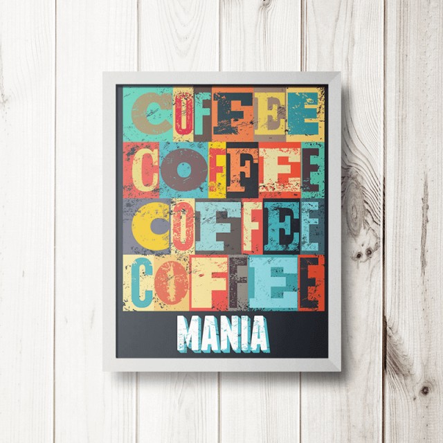 Placa Coffee Mania 30cm X 40cm Com Moldura Branca
