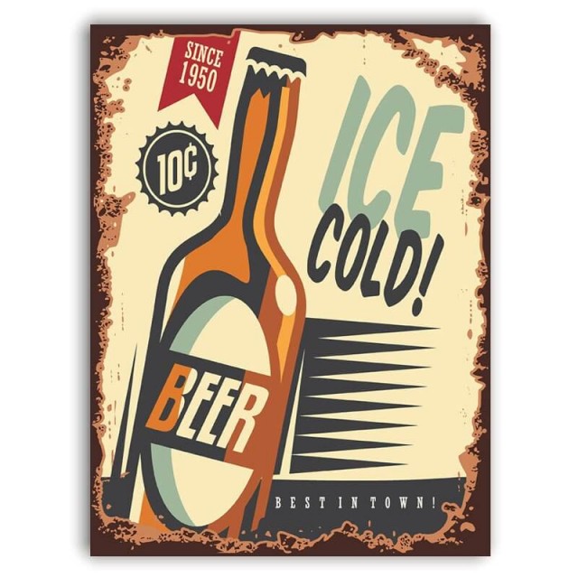 Placa Beer Ice Cold Since 1950 30cm X 40cm