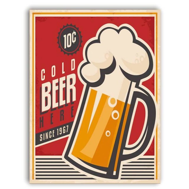 Placa Cold Beer Red Since 1967 30cm X 40cm
