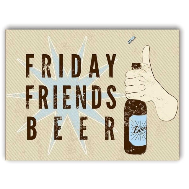 Placa Friday Friends Beer 30cm X 40cm