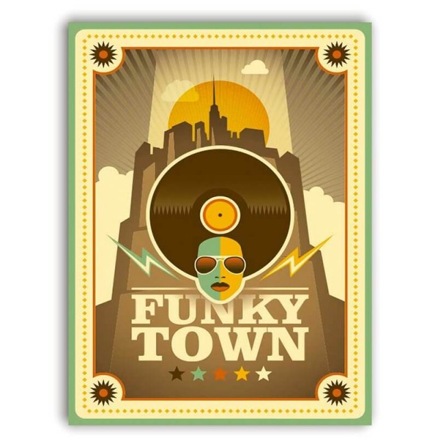 Placa Funky Town 30cm X 40cm