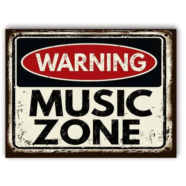 Placa Warning Music Zone 30cm X 40cm