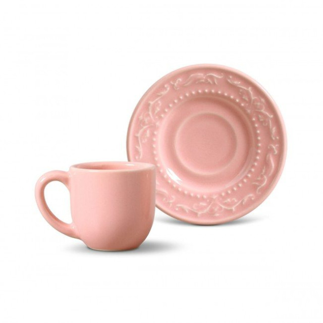 Jogo de Xícaras de Café Acanthus Rosa 6 Peças - Porto Brasil