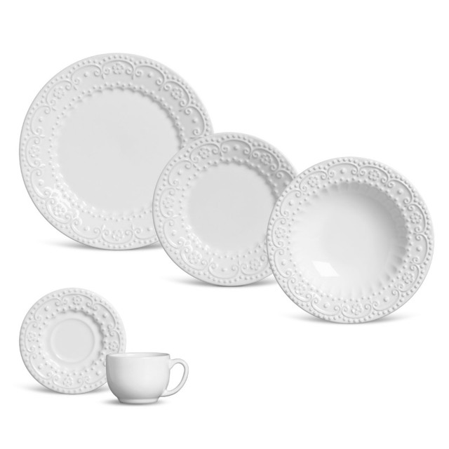 Aparelho de Jantar 30 Peças Esparta Branco - Porto Brasil