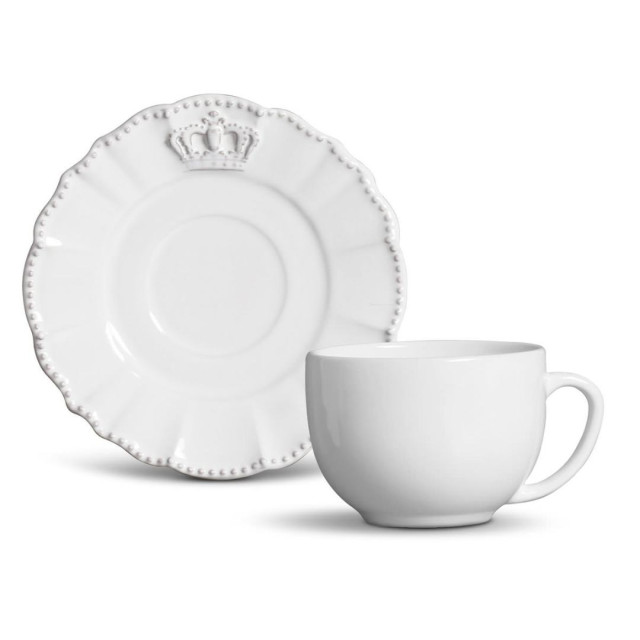 Jogo de Xícaras de Chá Windsor Brancas 6 Peças - Porto Brasil