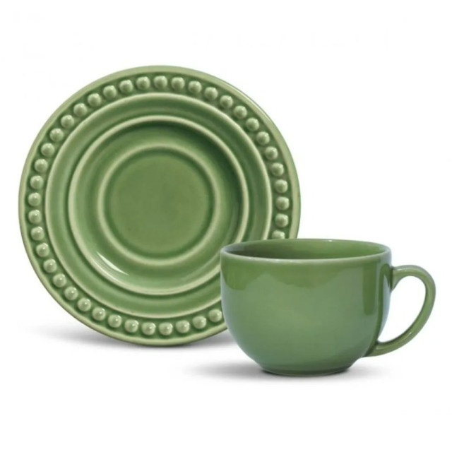 Jogo de Xícaras de Chá Atenas Verde Sálvia 6 Peças - Porto Brasil