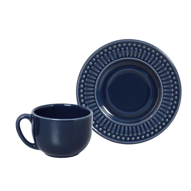 Jogo de Xícaras de Chá Roma Deep Blue com Pires 6 Peças 161ml - Porto Brasil